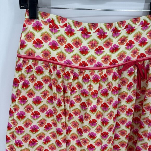 J. Crew Floral Skirt 0 Tropical Summer Full Flare Cotton Pink Orange Vintage - Picture 5 of 7